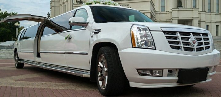 A huge white Limousine.