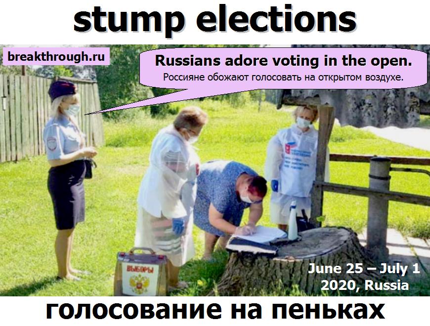 прозрачное российское голосование на пеньках и коленке